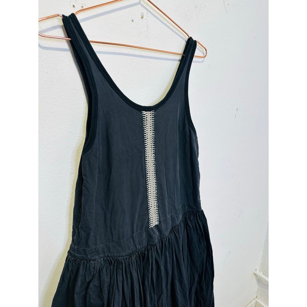 DIOTIMA Black White Relaxed Silhouette Decorative Stitching Pocomania Gown sz S - Picture 4 of 13
